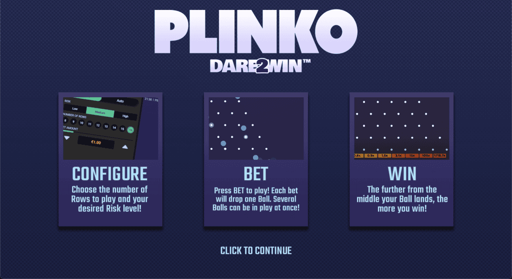 Plinko (Hacksaw Gaming) pradžios ekranas