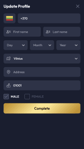 Užpildykite KYC anketą