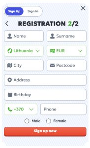Įveskite KYC reikiamus duomenis