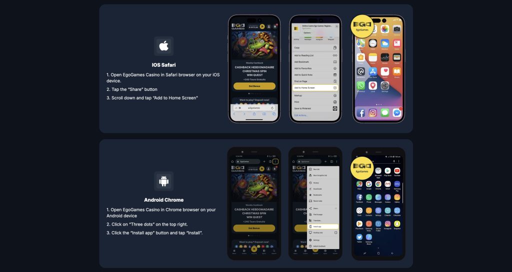 EgoGames Casino aplikacija ir mobilus kazino